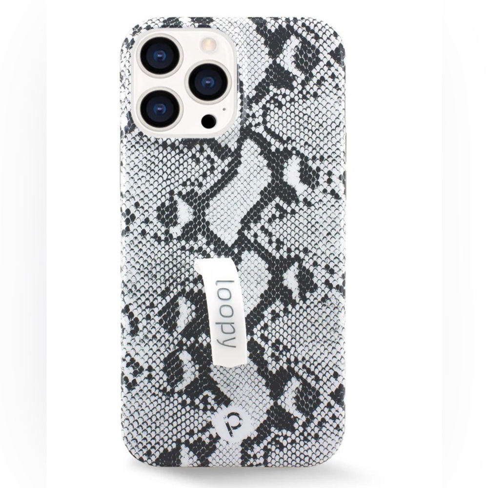 Loopy White Snakeskin Phone Case for iPhone 14 Pro